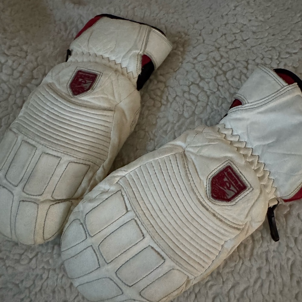 Hestra White and Red Mittens